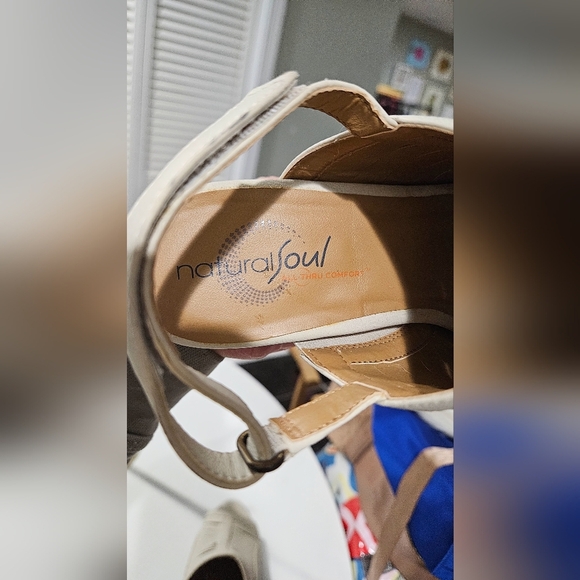 NATURAL SOUL Dayna Shell mooth Cream Slingback Stacked BlockHeel Sandals.6.5 NWT - Picture 6 of 15